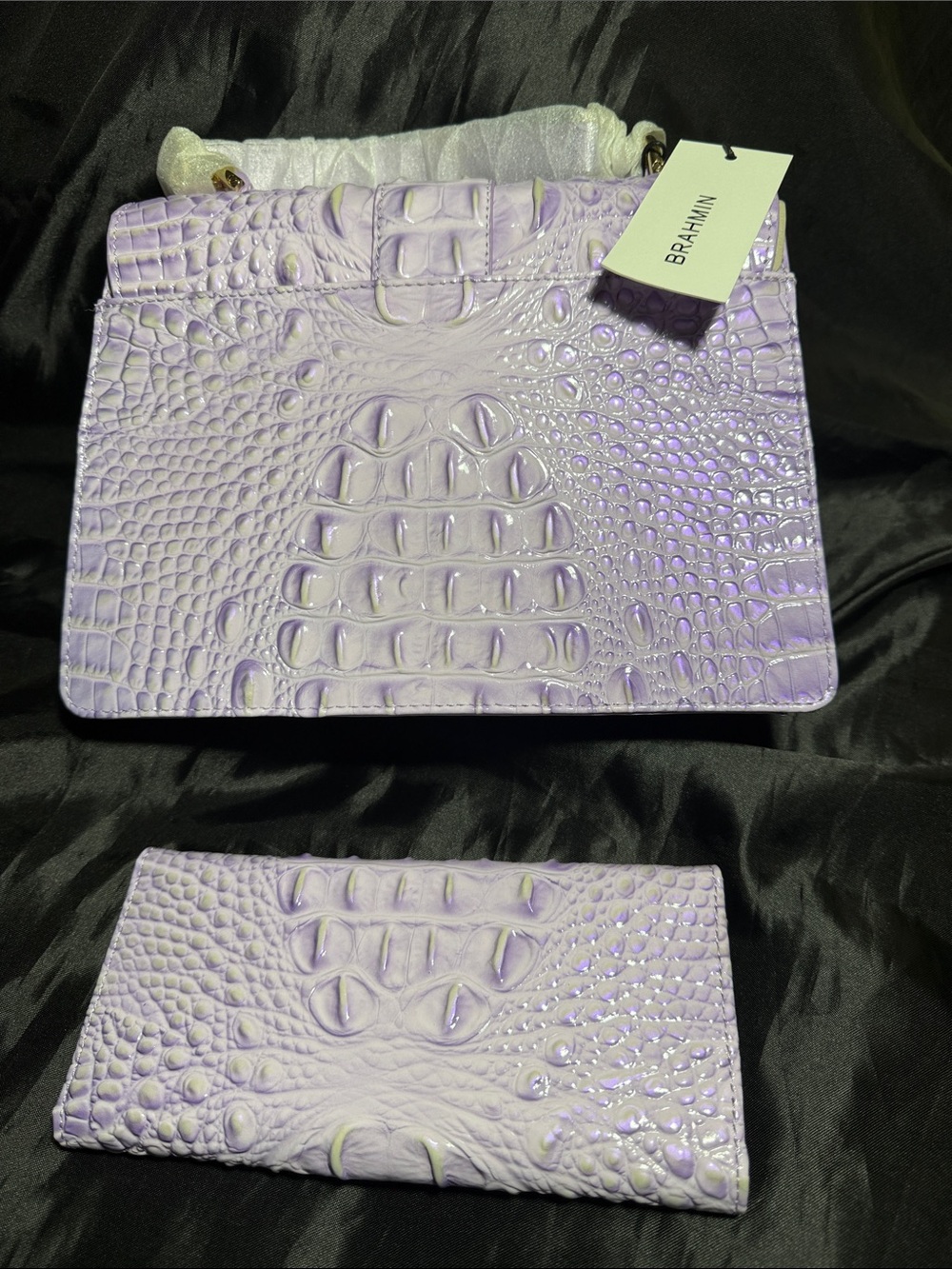Brahmin Small Hallie Gentle Lavender Melbourne Satchel & Veronica Wallet - Picture 2 of 11